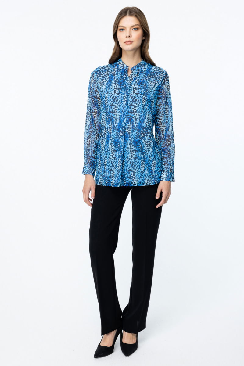 Ekol Kadın Desenli Uzun Kol Bluz 2049 Saks - 3