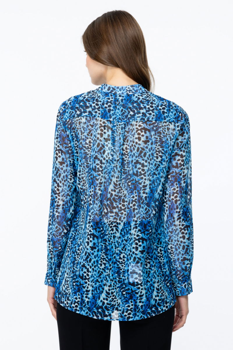 Ekol Kadın Desenli Uzun Kol Bluz 2049 Saks - 4