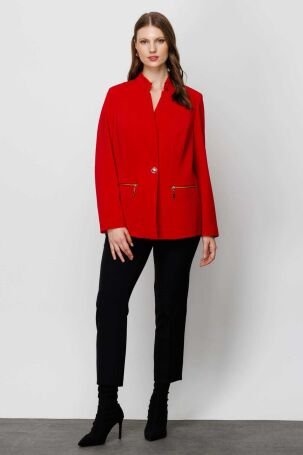 Ekol Kadın Dik Yaka Ceket 4505 Kırmızı - 2