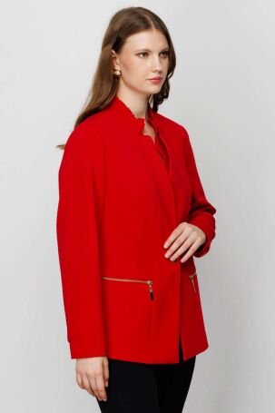 Ekol Kadın Dik Yaka Ceket 4505 Kırmızı - 3