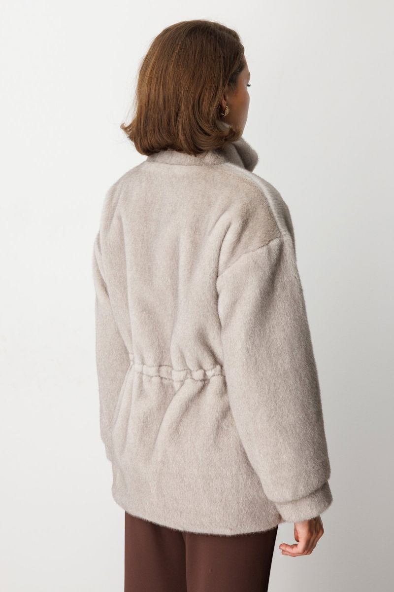 Ekol Kadın Dik Yaka Peluş Mont 6103 Gümüş - 5