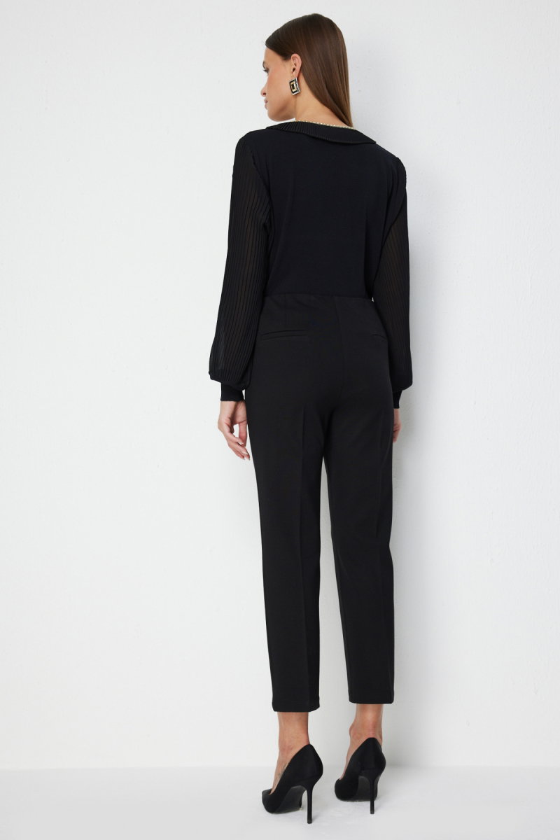 Ekol Kadın Dikiş Detaylı Dar Paça Pantolon 4118 Siyah - 4