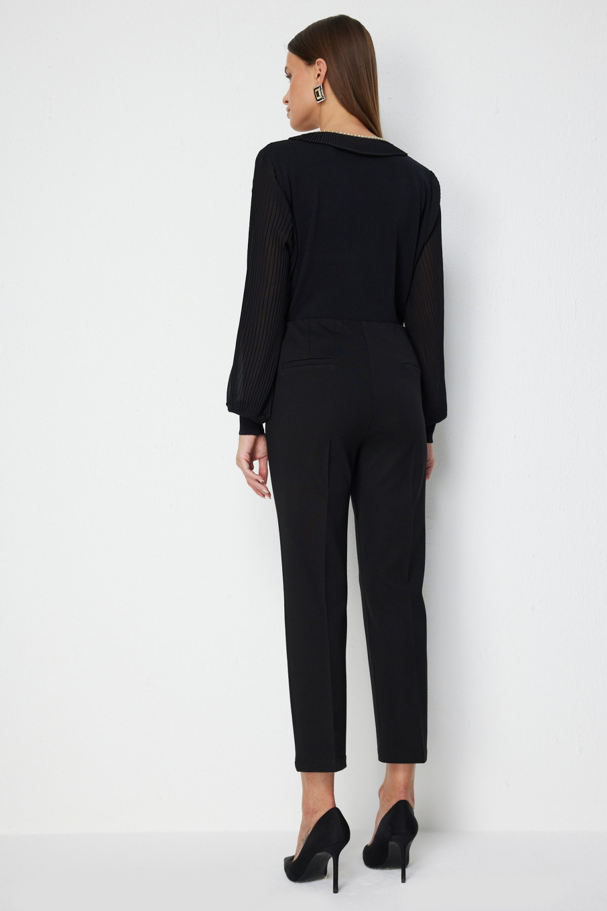 Ekol Kadın Dikiş Detaylı Dar Paça Pantolon 4118 Siyah - 4