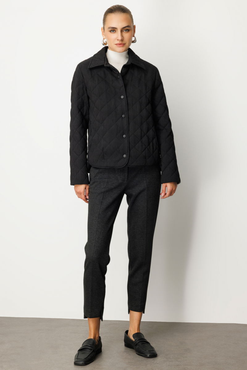 Ekol Kadın Dokulu Çıtçıtlı Mont 6501 Siyah - 3