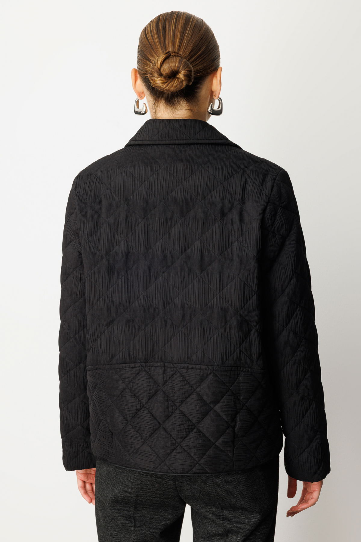 Ekol Kadın Dokulu Çıtçıtlı Mont 6501 Siyah - 4