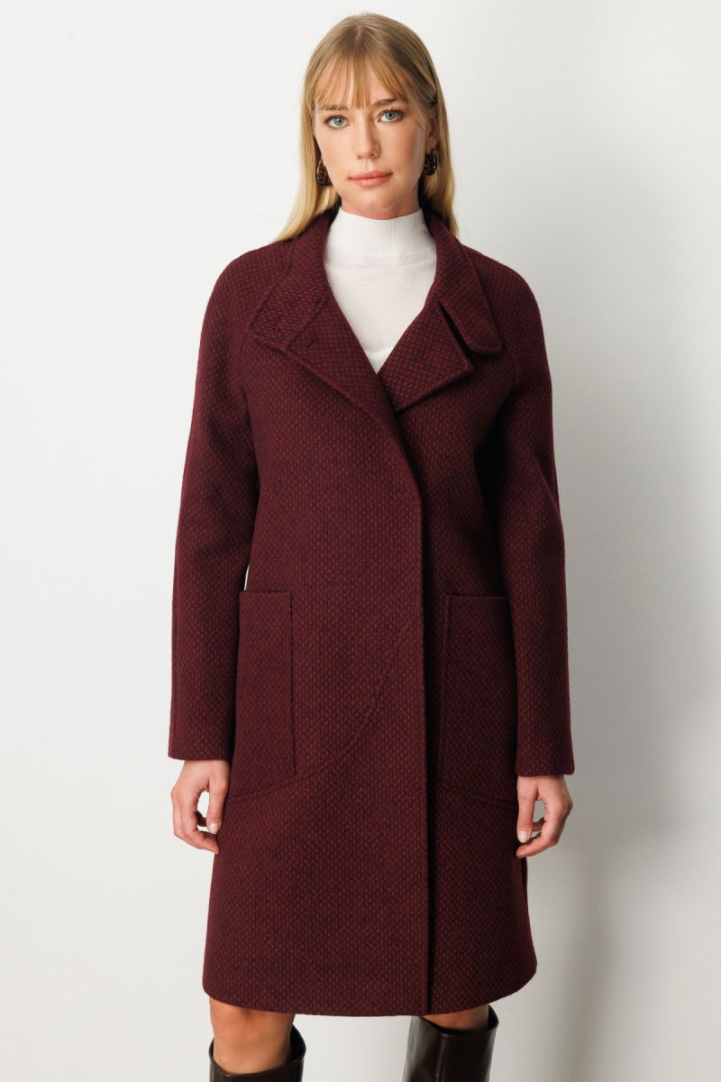 Ekol Kadın Dokulu Torba Cepli Kaban 6051 Bordo - 3