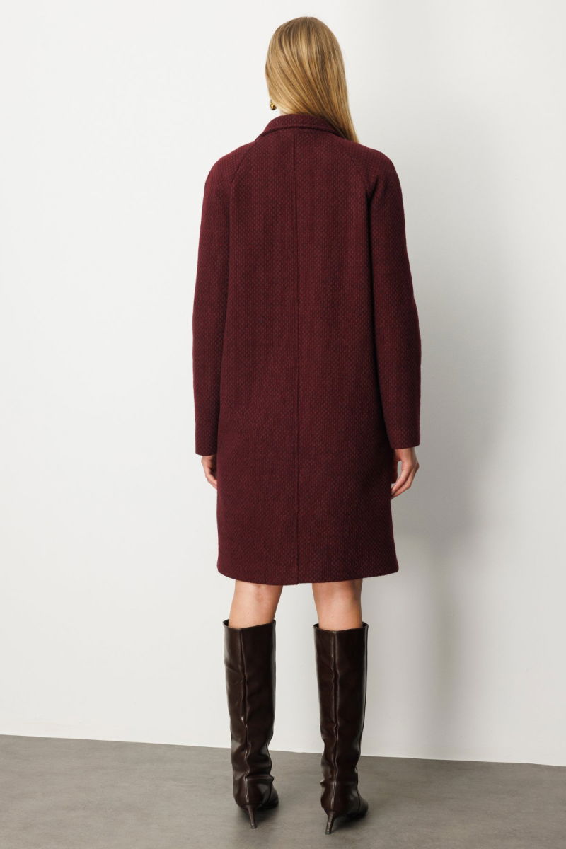 Ekol Kadın Dokulu Torba Cepli Kaban 6051 Bordo - 4