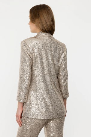Ekol Kadın Duble Kol Payet İşlemeli Blazer Ceket 5104 Bej - 4