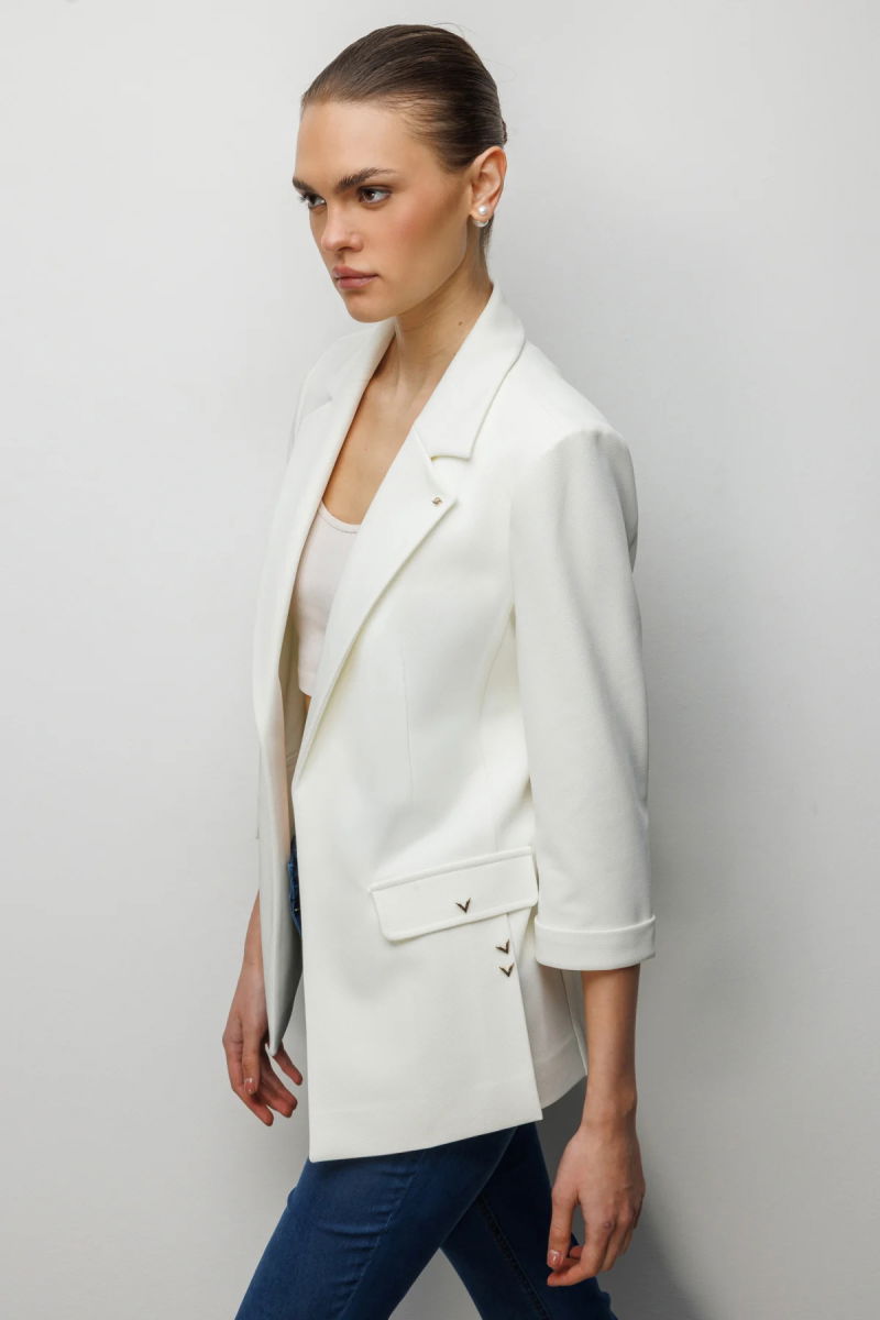 Ekol Kadın Duble Kol Yanları Yırtmaçlı Ceket 1064 Ekru - Ekol