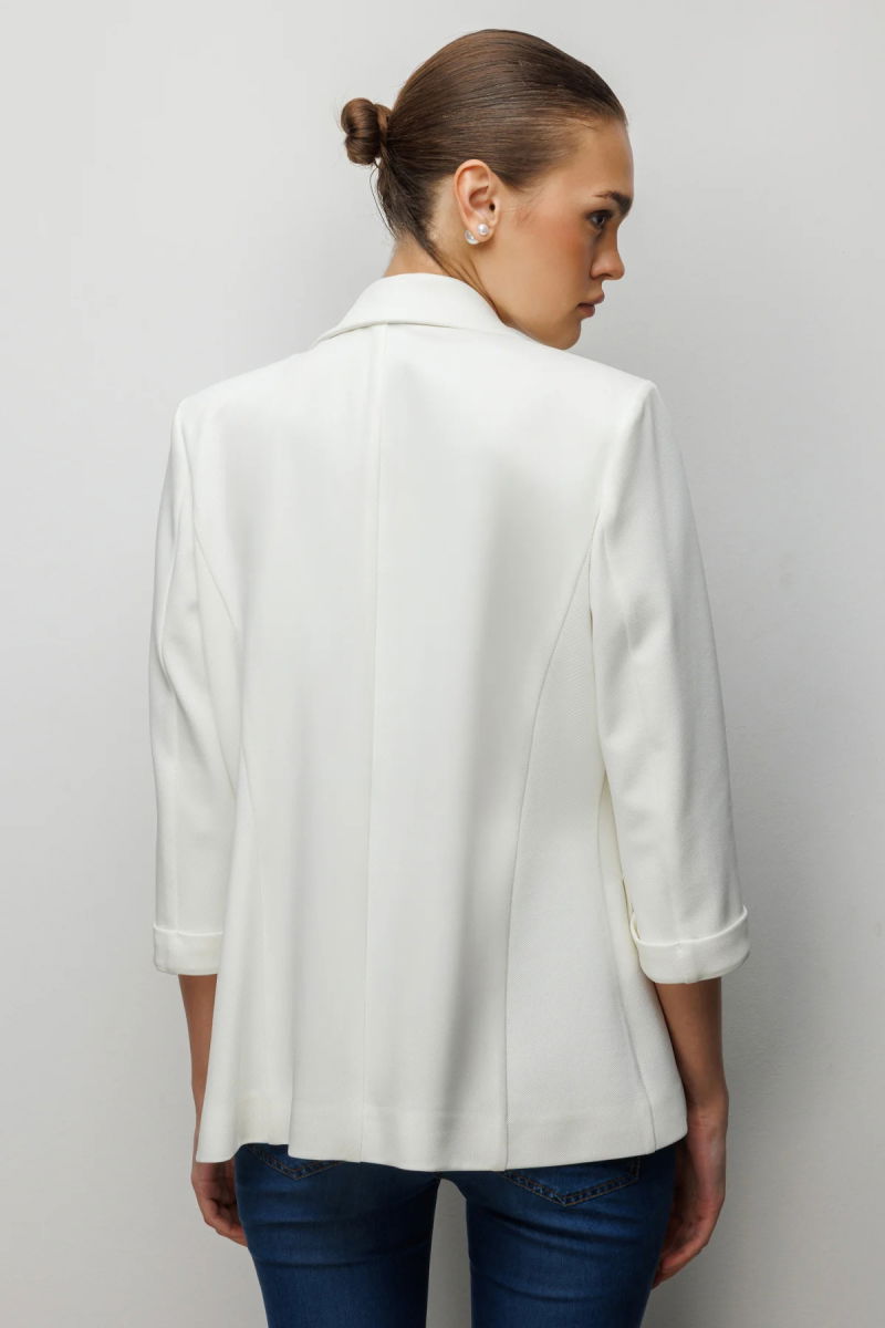 Ekol Kadın Duble Kol Yanları Yırtmaçlı Ceket 1064 Ekru - 4