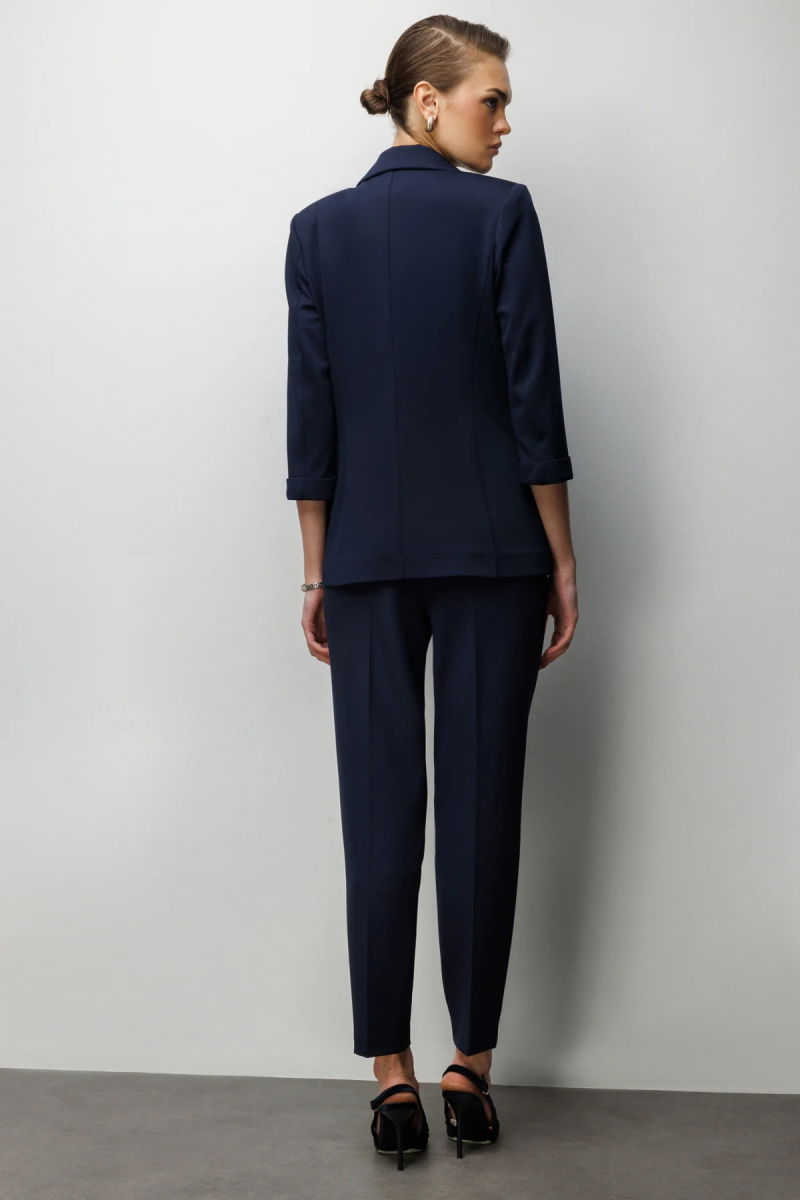 Ekol Kadın Duble Kol Yanları Yırtmaçlı Ceket 1064 Lacivert - 4