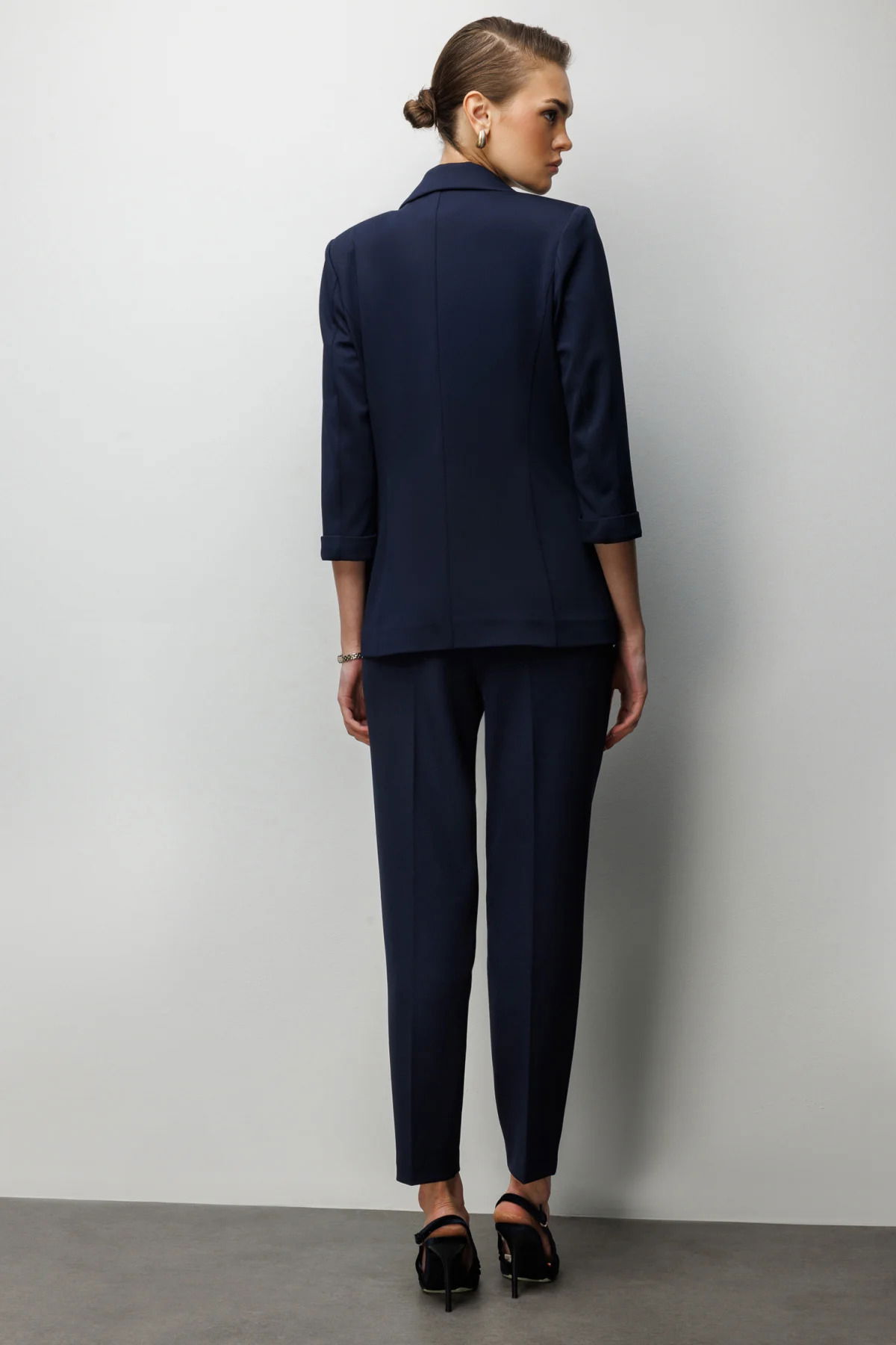 Ekol Kadın Duble Kol Yanları Yırtmaçlı Ceket 1064 Lacivert - 4