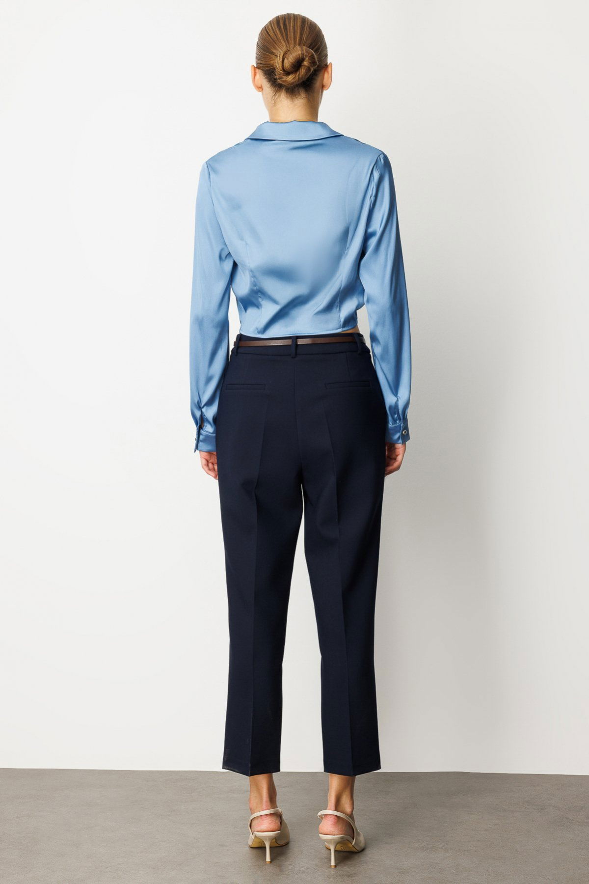 Ekol Kadın Duble Paça Kemerli Pantolon 1003 Lacivert - 4