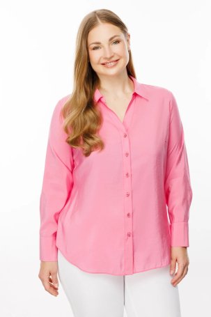 Ekol Kadın Düğmeli Uzun Kol Gömlek 1534 Pink - 1