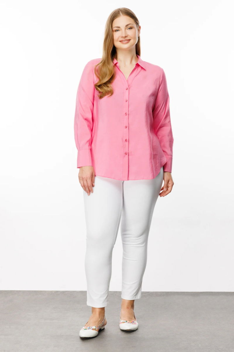 Ekol Kadın Düğmeli Uzun Kol Gömlek 1534 Pink - 2