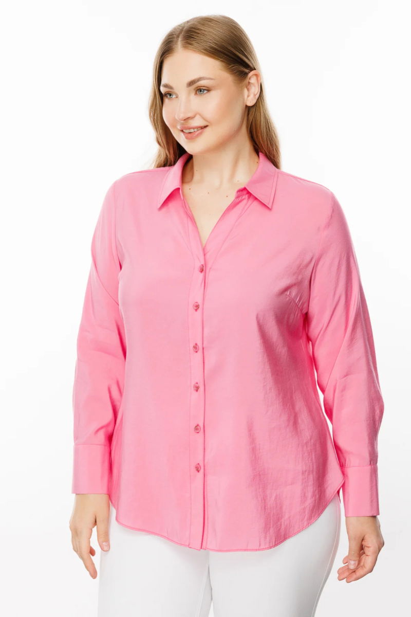 Ekol Kadın Düğmeli Uzun Kol Gömlek 1534 Pink - 3