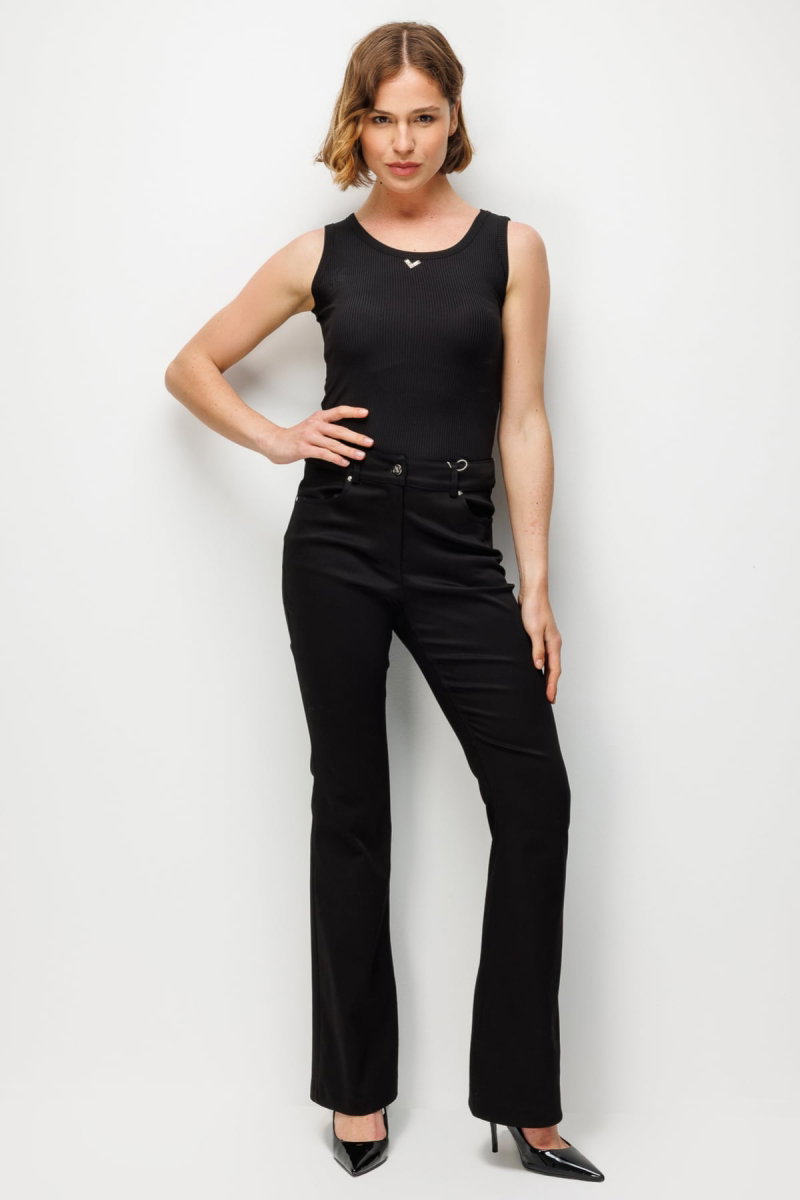 Ekol Kadın Düşük Bel İspanyol Paça Pantolon 4096 Siyah - Ekol