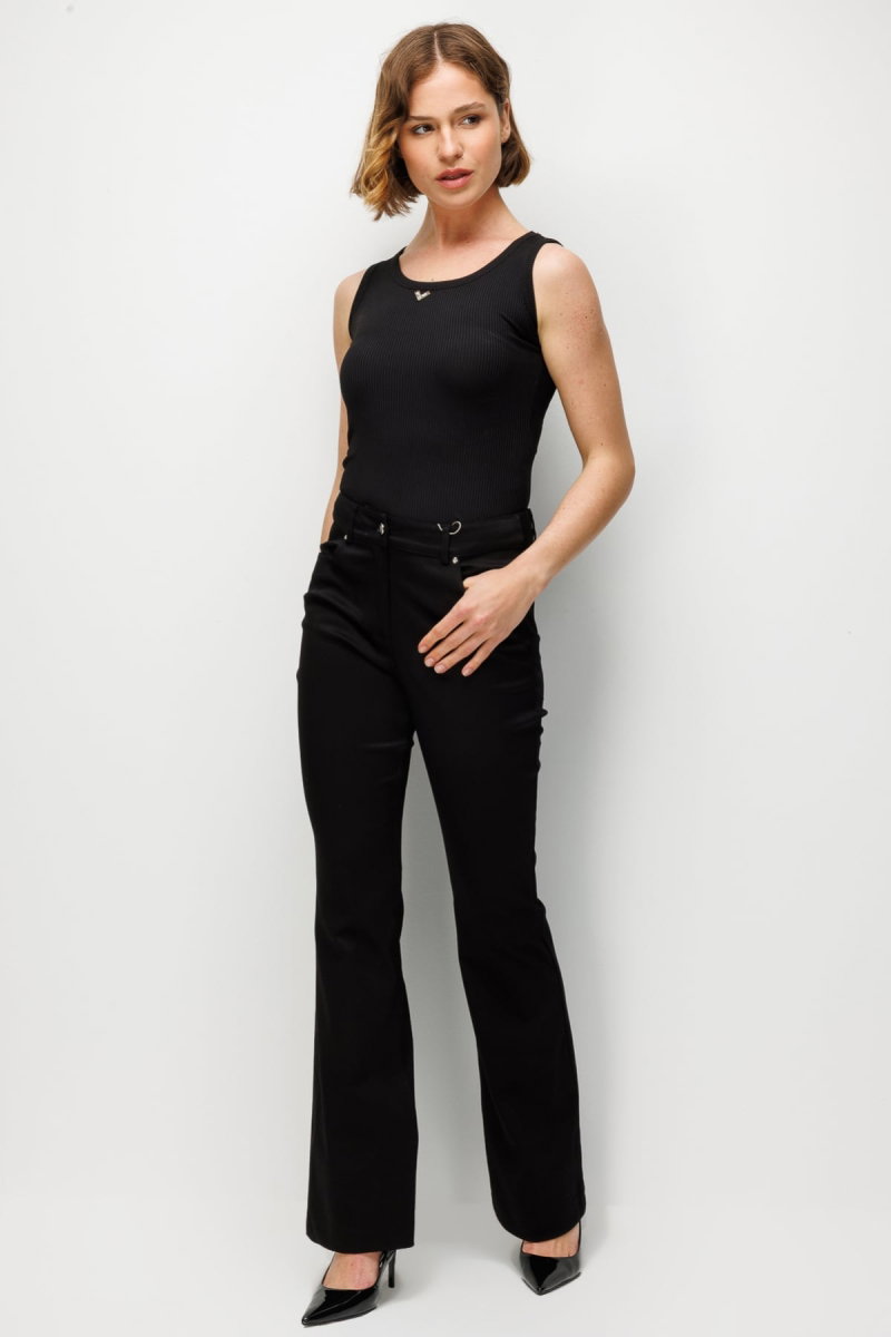 Ekol Kadın Düşük Bel İspanyol Paça Pantolon 4096 Siyah - 3