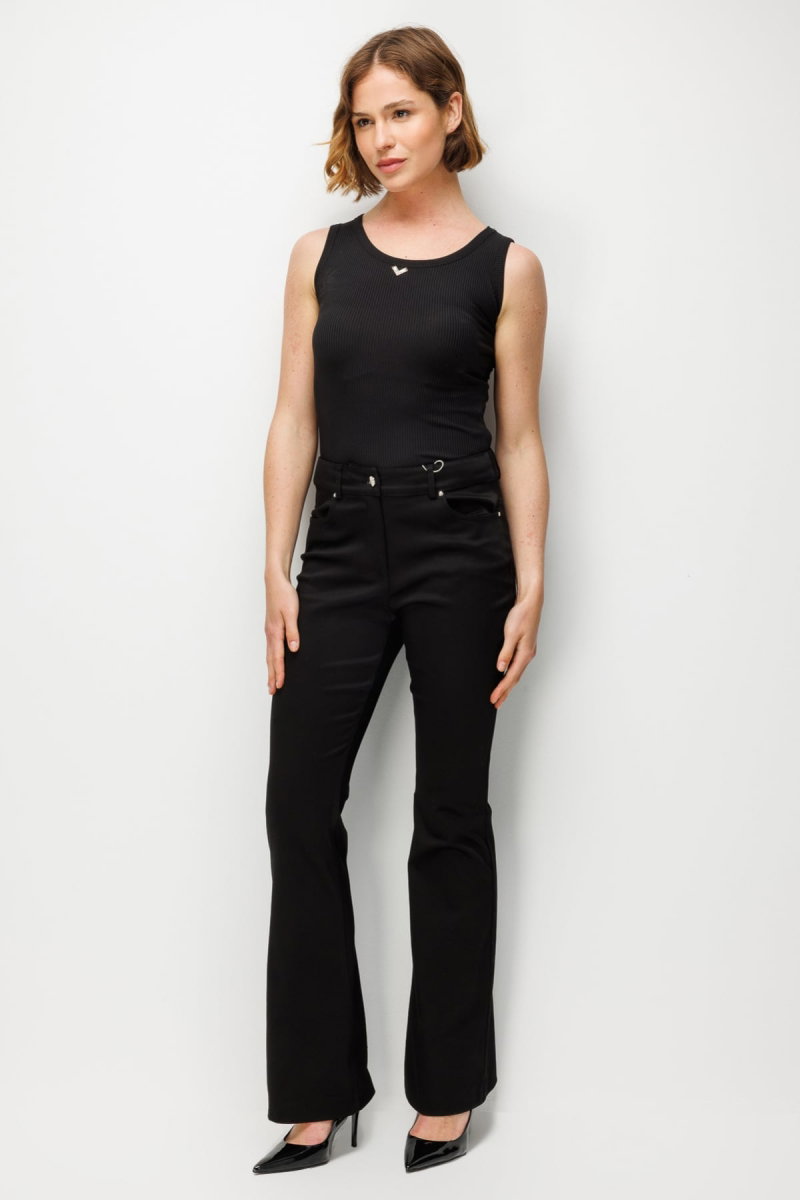 Ekol Kadın Düşük Bel İspanyol Paça Pantolon 4096 Siyah - 4