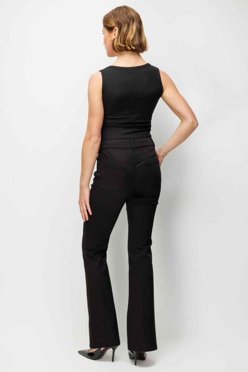 Ekol Kadın Düşük Bel İspanyol Paça Pantolon 4096 Siyah - 5