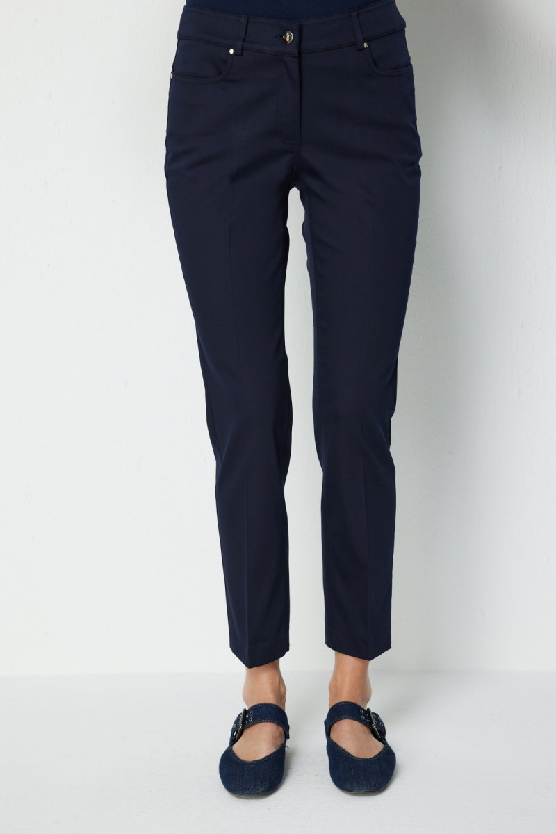 Ekol Kadın Düşük Belli Dar Paça Pamuklu Pantolon 4014 Lacivert - 3