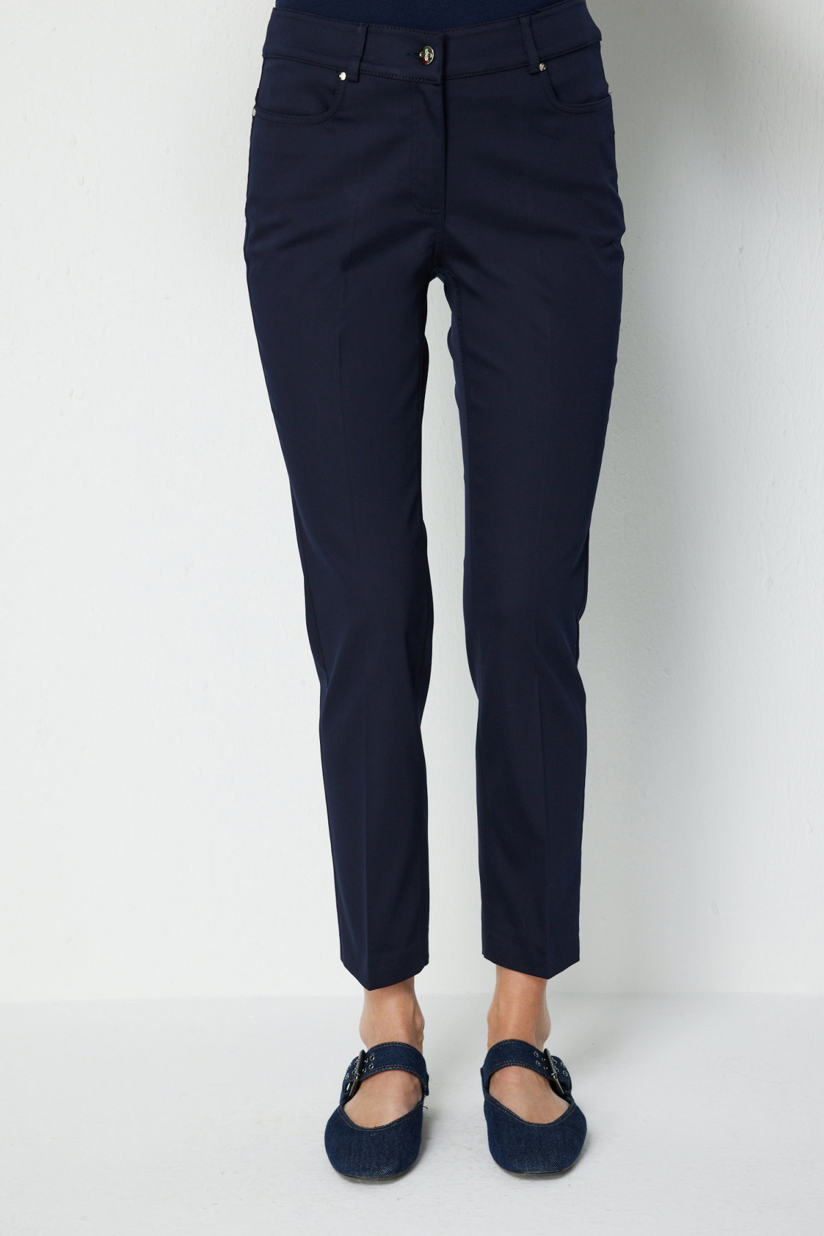 Ekol Kadın Düşük Belli Dar Paça Pamuklu Pantolon 4014 Lacivert - 3