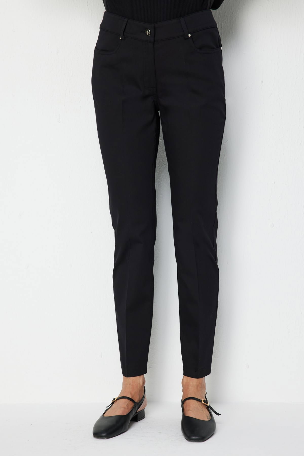 Ekol Kadın Düşük Belli Dar Paça Pamuklu Pantolon 4014 Siyah - 3