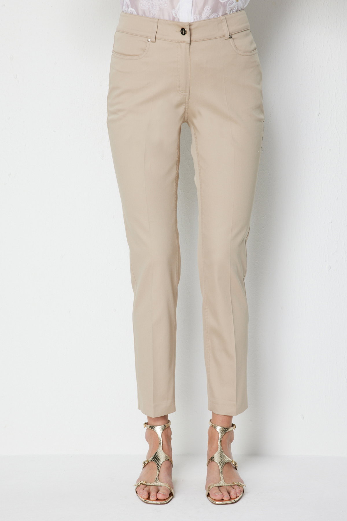 Ekol Kadın Düşük Belli Dar Paça Pamuklu Pantolon 4014 Taş - 3