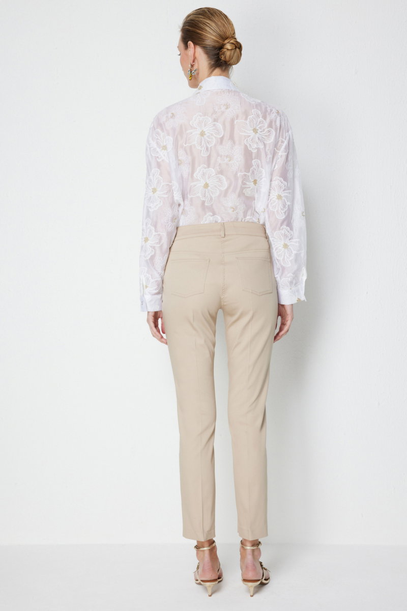 Ekol Kadın Düşük Belli Dar Paça Pamuklu Pantolon 4014 Taş - 4