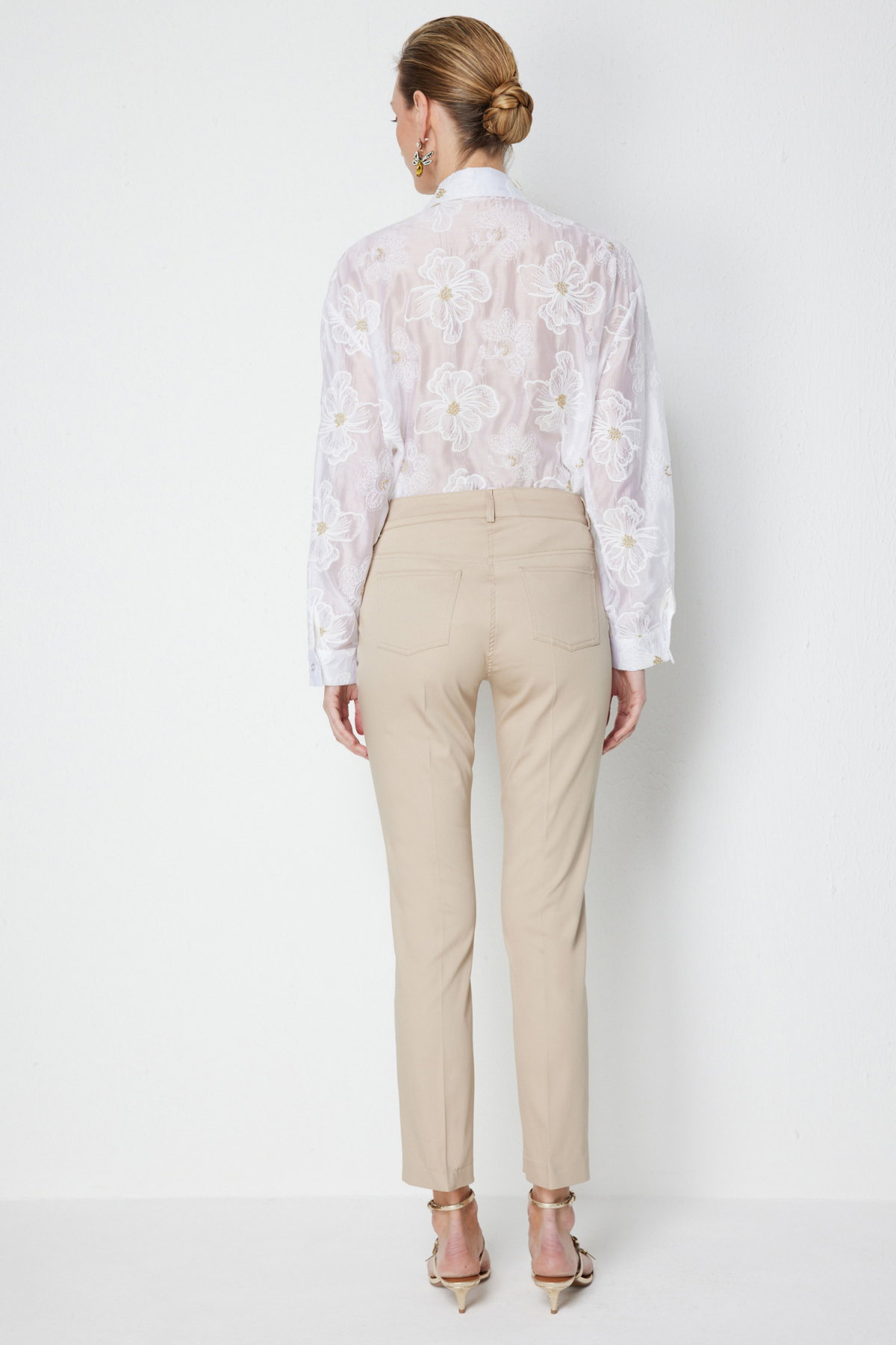 Ekol Kadın Düşük Belli Dar Paça Pamuklu Pantolon 4014 Taş - 4