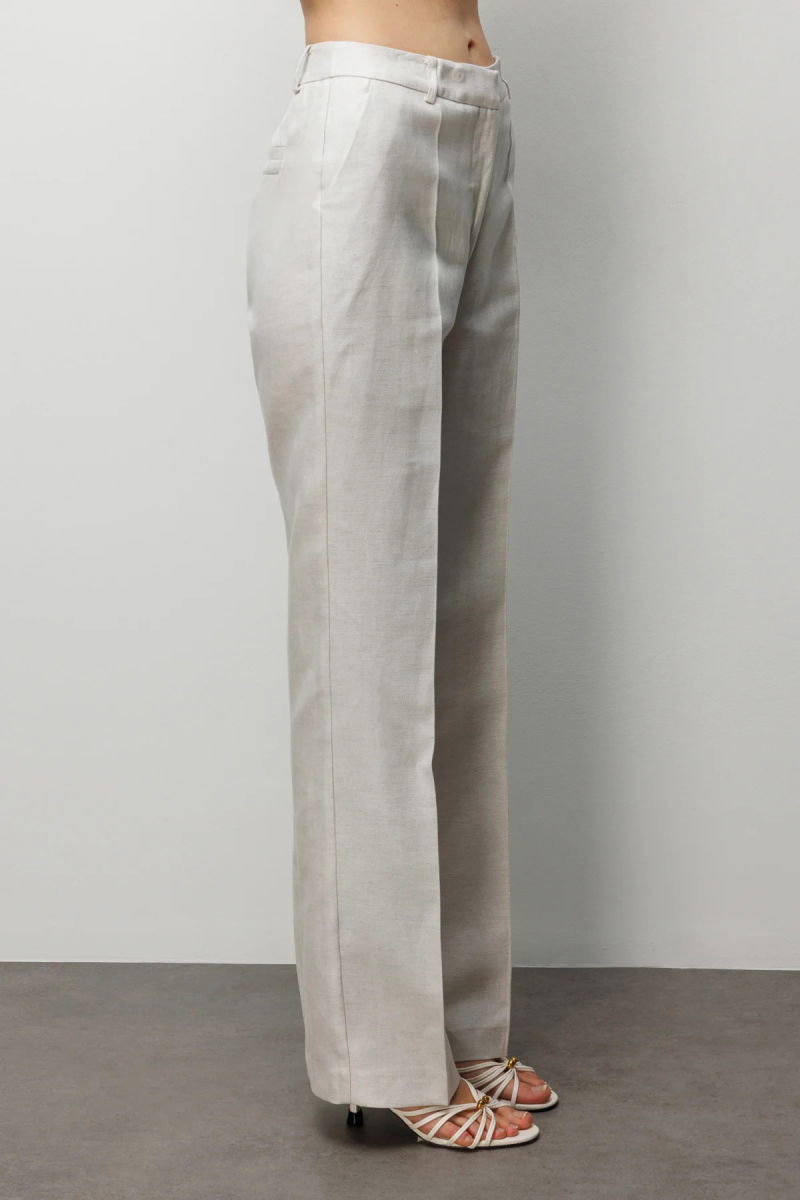 Ekol Kadın Düz Kesim Yan Cepli Pantolon 1026 Naturel - 3