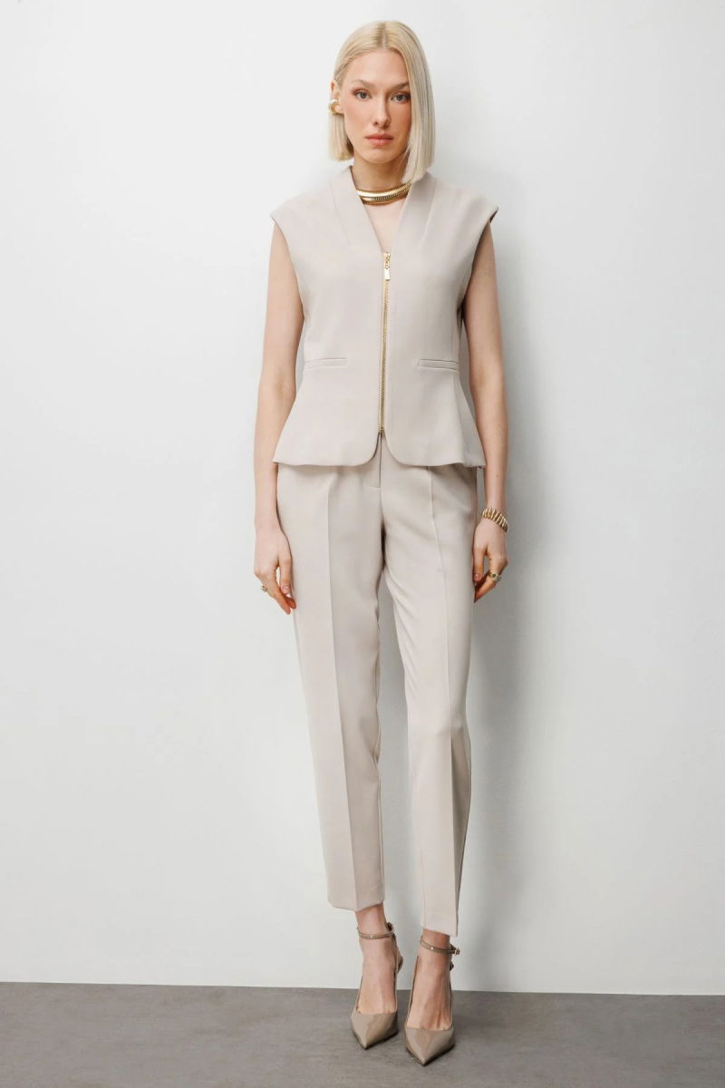 Ekol Kadın Düz Kesim Yüksek Bel Pantolon 1012 Kum - Ekol