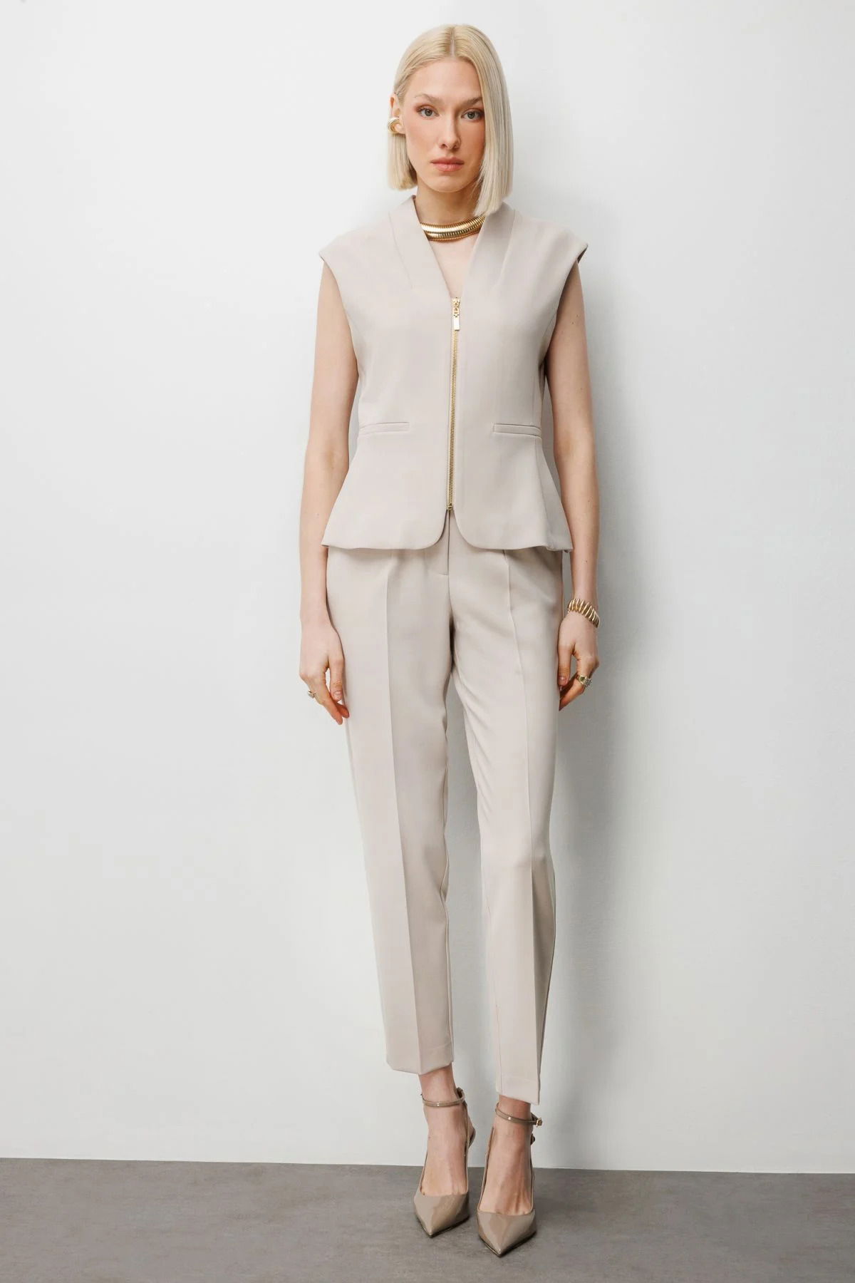 Ekol Kadın Düz Kesim Yüksek Bel Pantolon 1012 Kum - 1