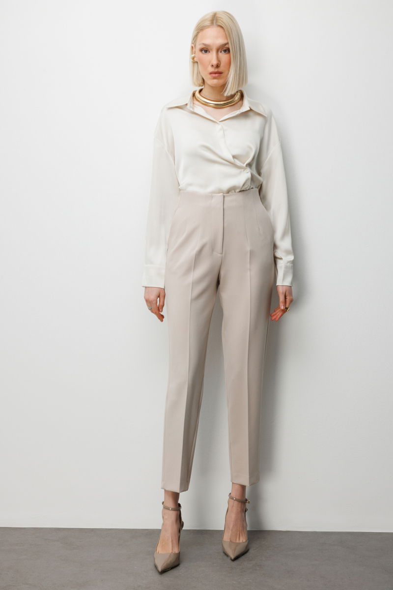 Ekol Kadın Düz Kesim Yüksek Bel Pantolon 1012 Kum - 2