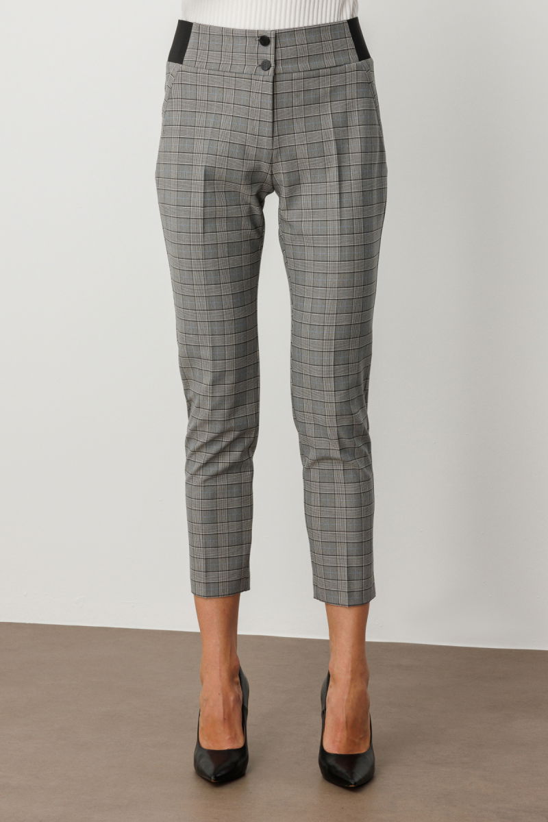 Ekol Kadın Ekoseli Dar Paça Pantolon 1201 Siyah - 3