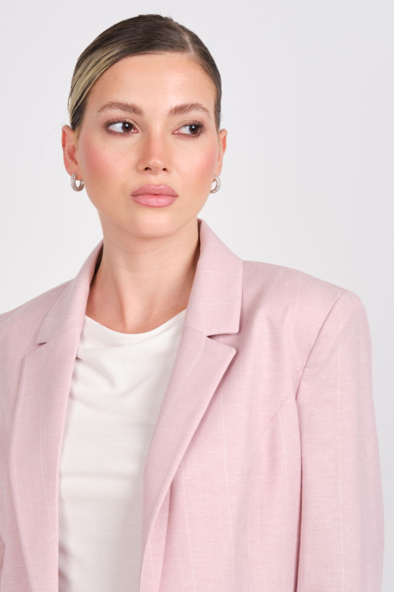 Ekol Kadın Ekoseli Torba Cepli Ceket 4032 Pembe - 2