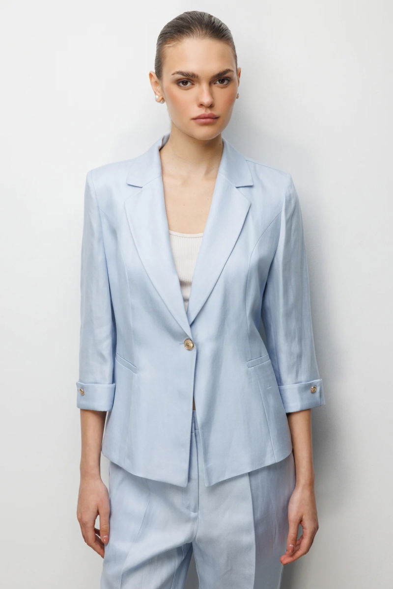 Ekol Kadın Fleto Cepli Duble Kol Ceket 1024 Mavi 