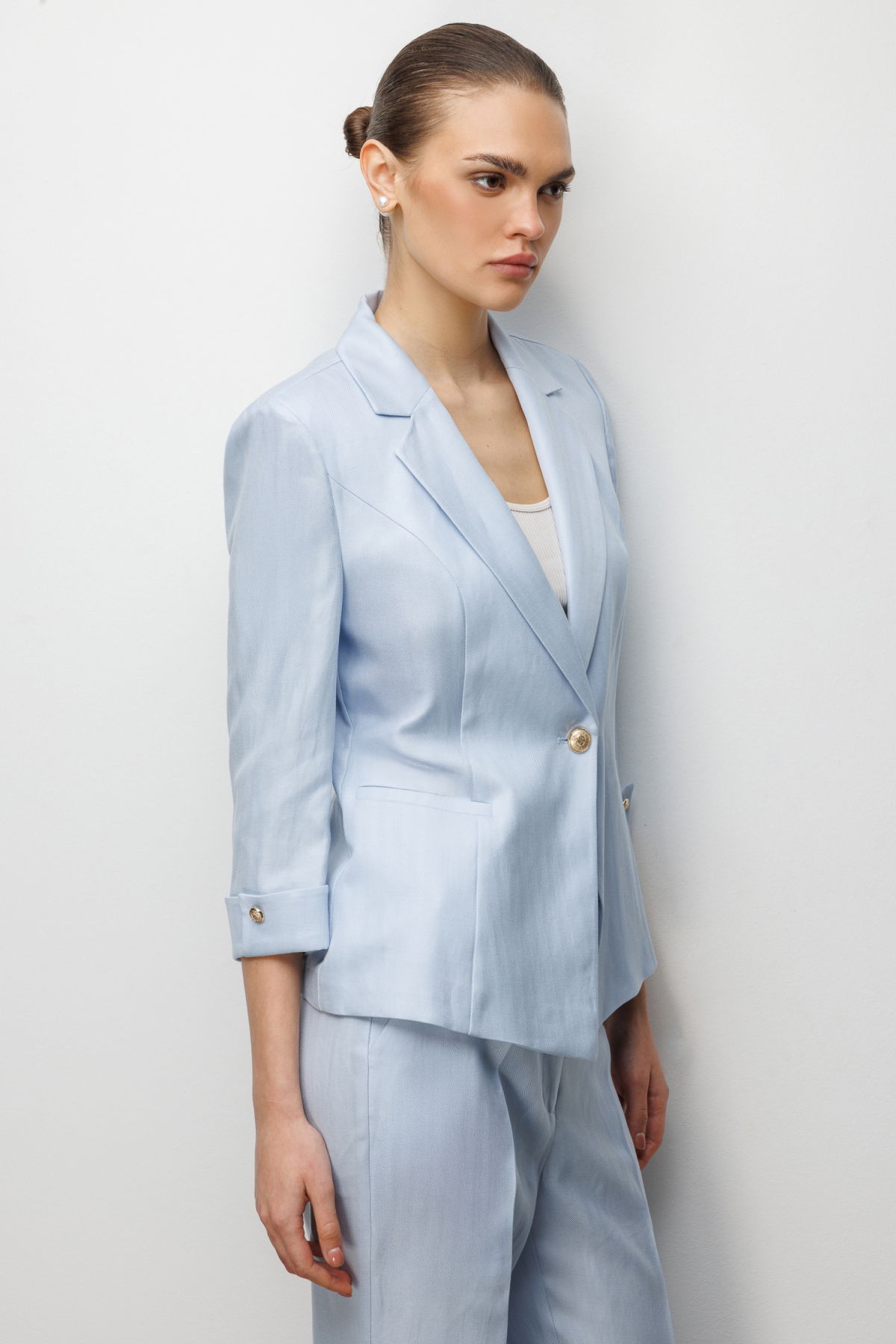 Ekol Kadın Fleto Cepli Duble Kol Ceket 1024 Mavi - 2