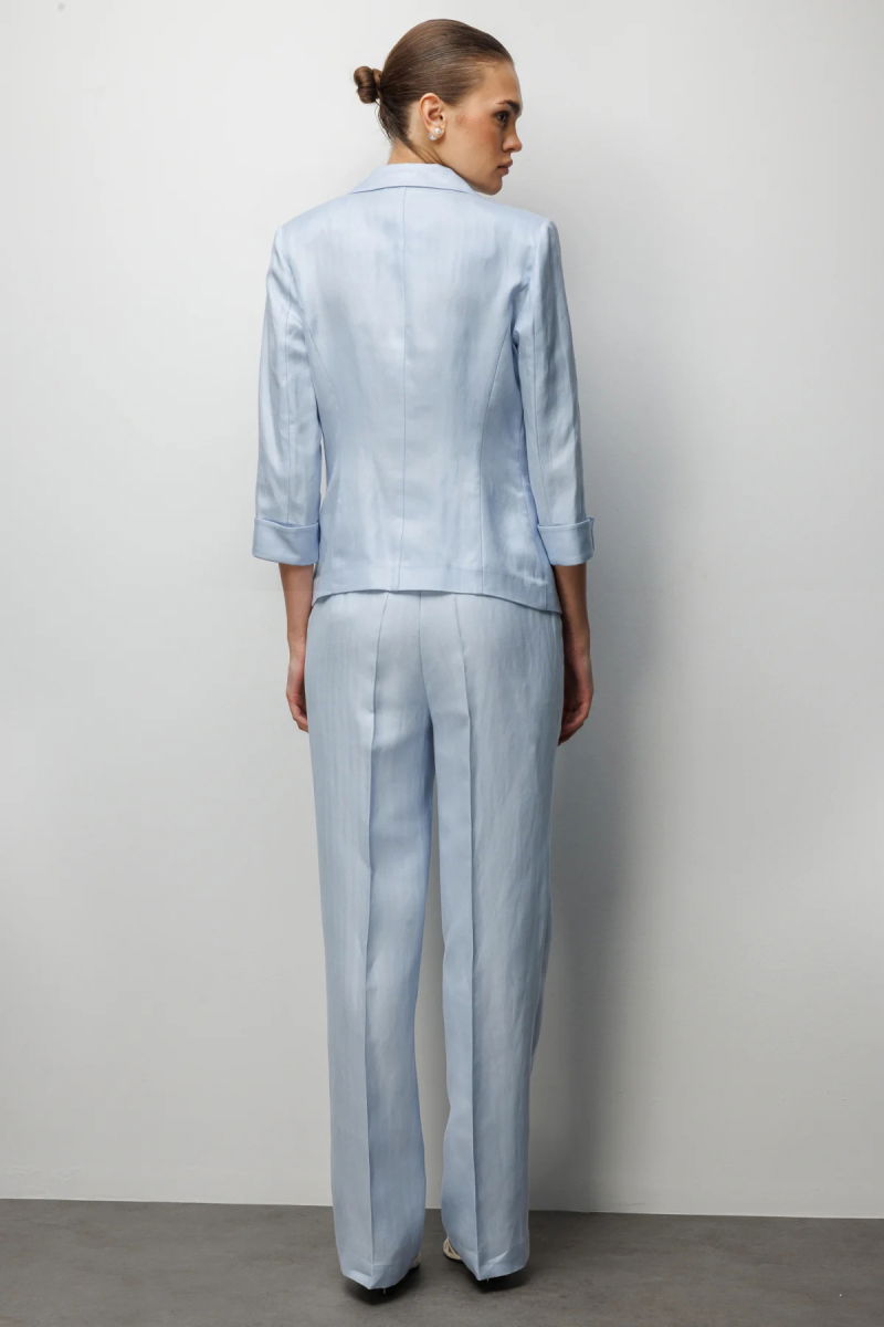 Ekol Kadın Fleto Cepli Duble Kol Ceket 1024 Mavi - 4