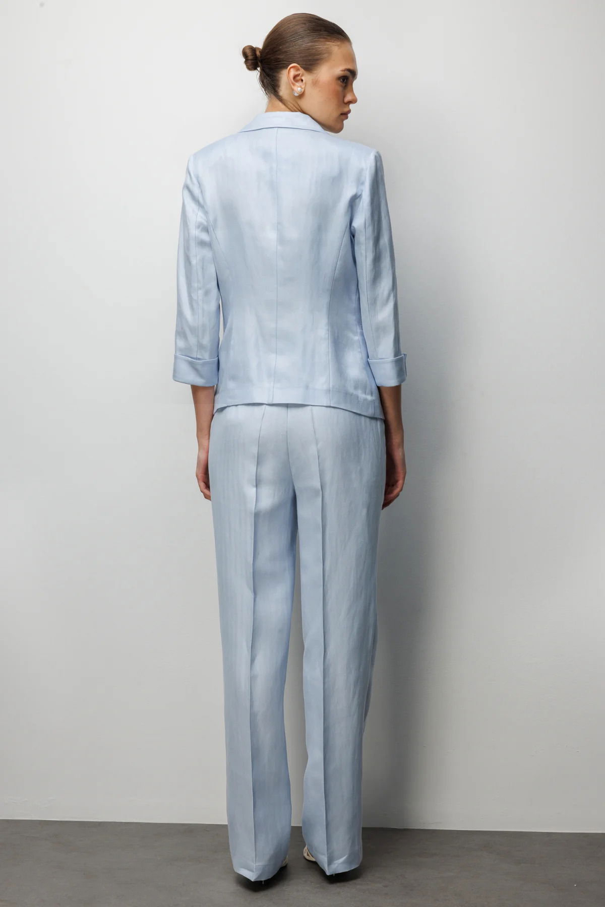 Ekol Kadın Fleto Cepli Duble Kol Ceket 1024 Mavi - 4