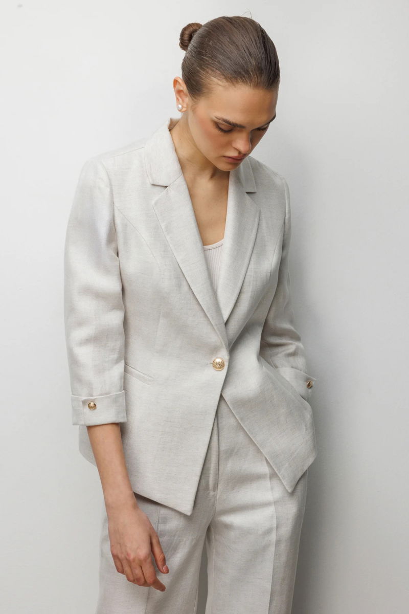 Ekol Kadın Fleto Cepli Duble Kol Ceket 1024 Naturel - 2