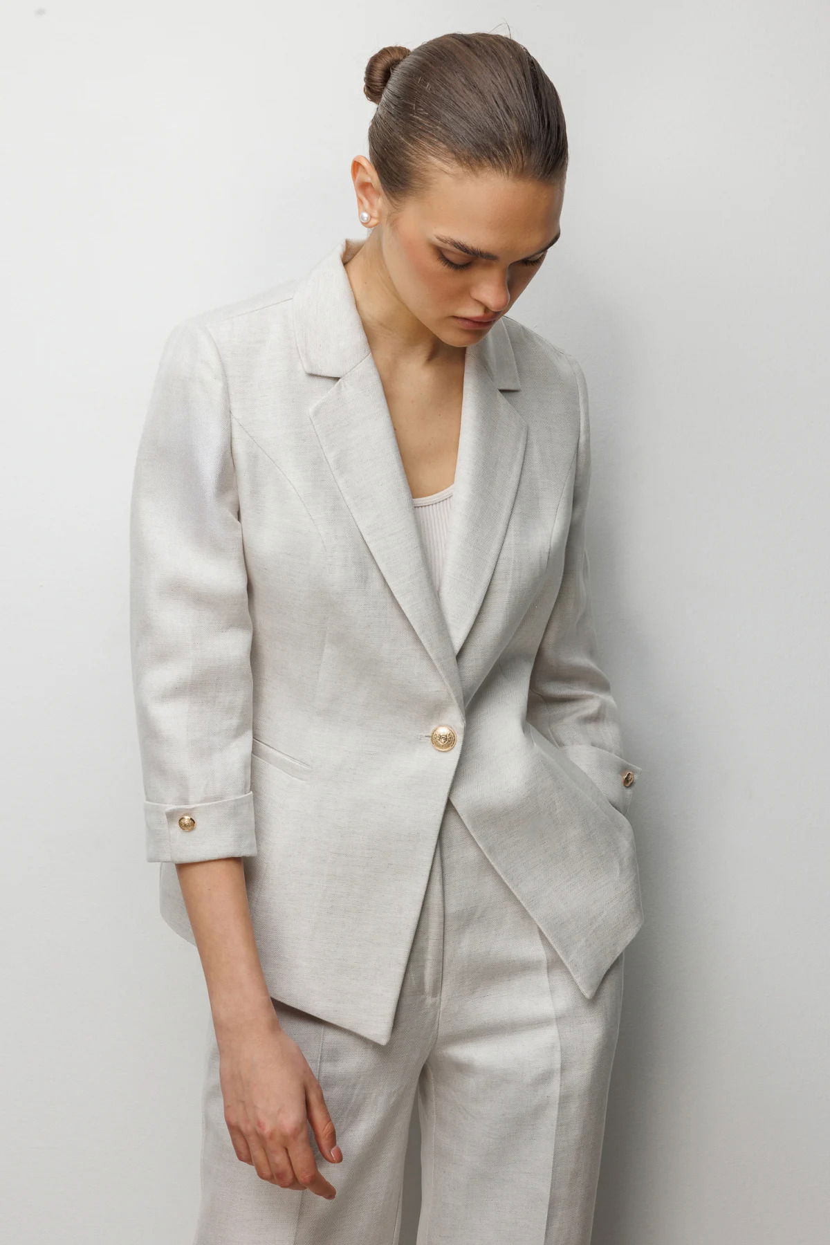 Ekol Kadın Fleto Cepli Duble Kol Ceket 1024 Naturel - 2