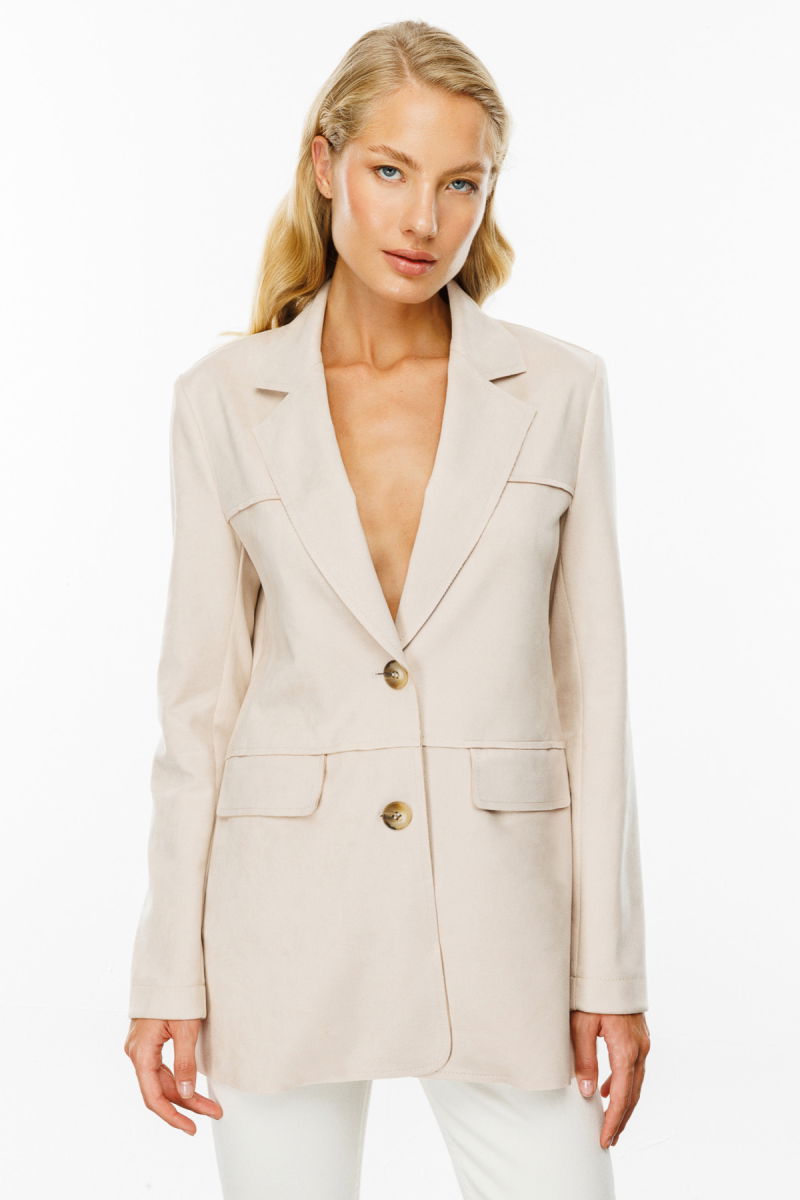 Ekol Kadın Güderi Süs Kapak Cepli Ceket 1201 Taş - Ekol