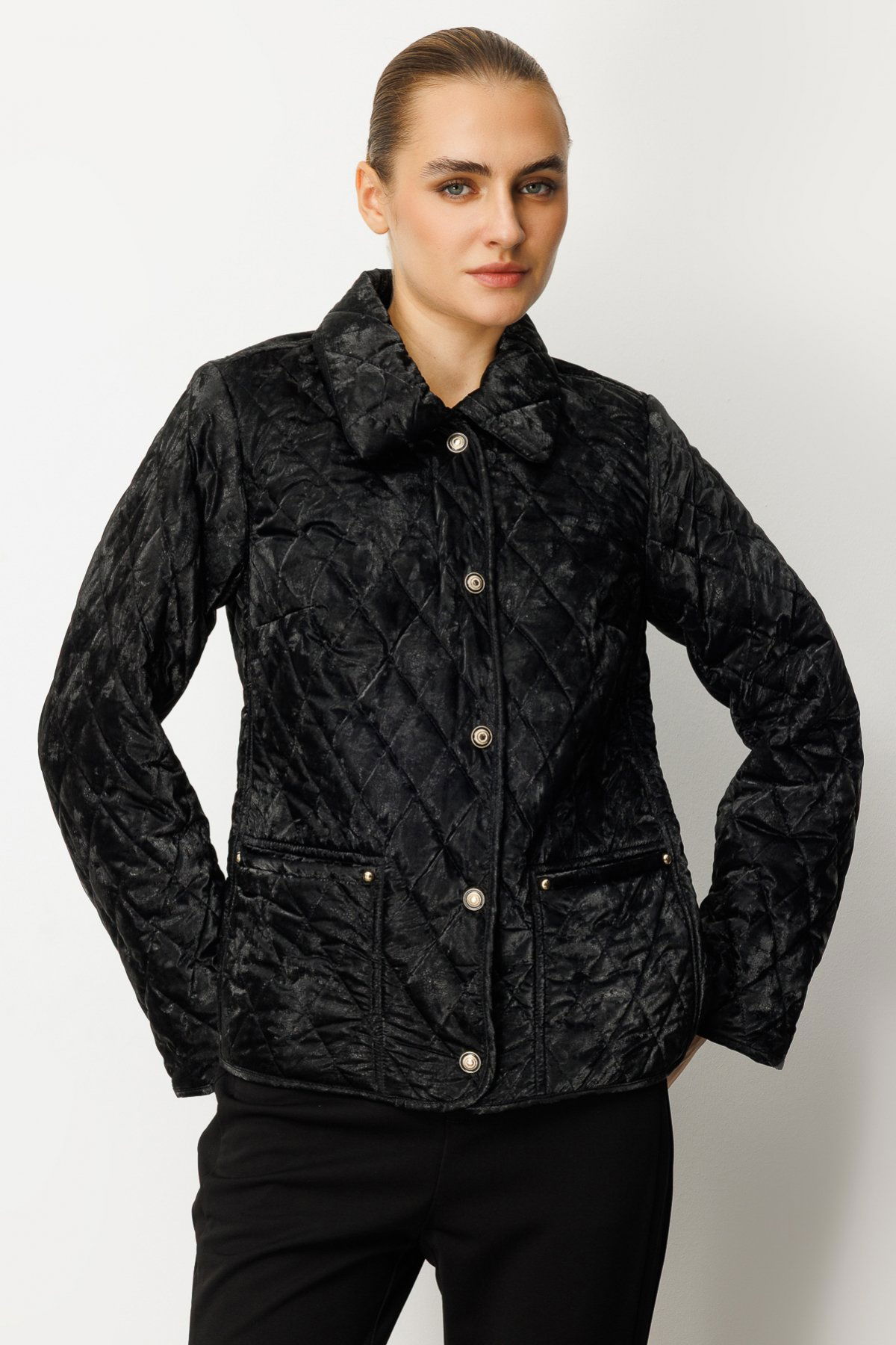 Ekol Kadın İçi Polarlı Kapitone Mont 6603 Siyah - 1