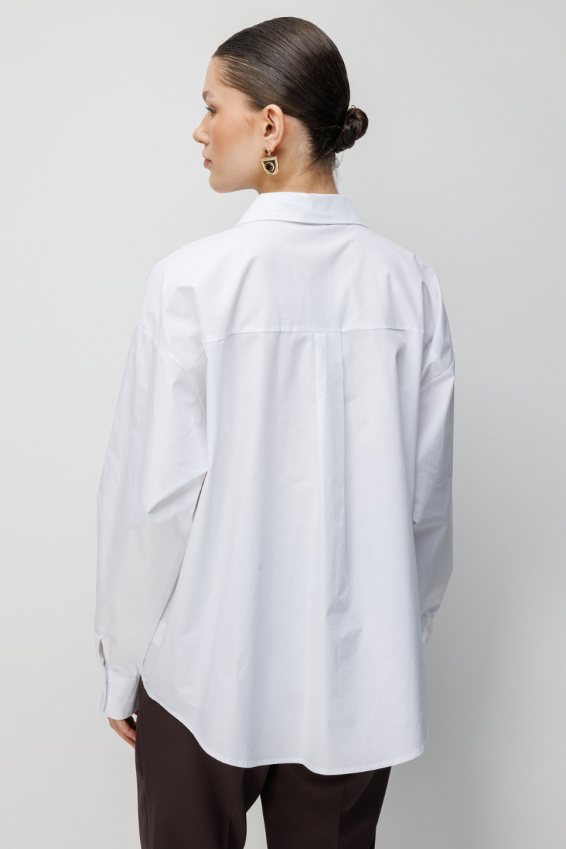 Ekol Kadın İşlemeli Oversize Pamuk Gömlek 2818 Ekru - 4