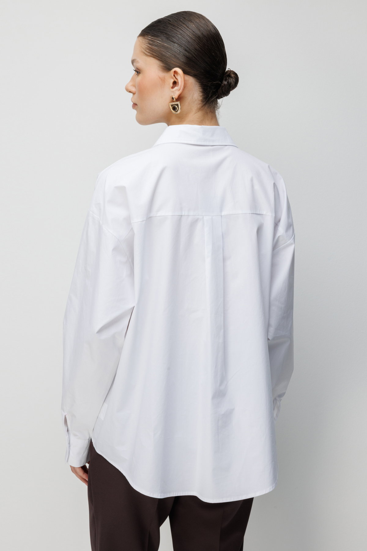 Ekol Kadın İşlemeli Oversize Pamuk Gömlek 2818 Ekru - 4