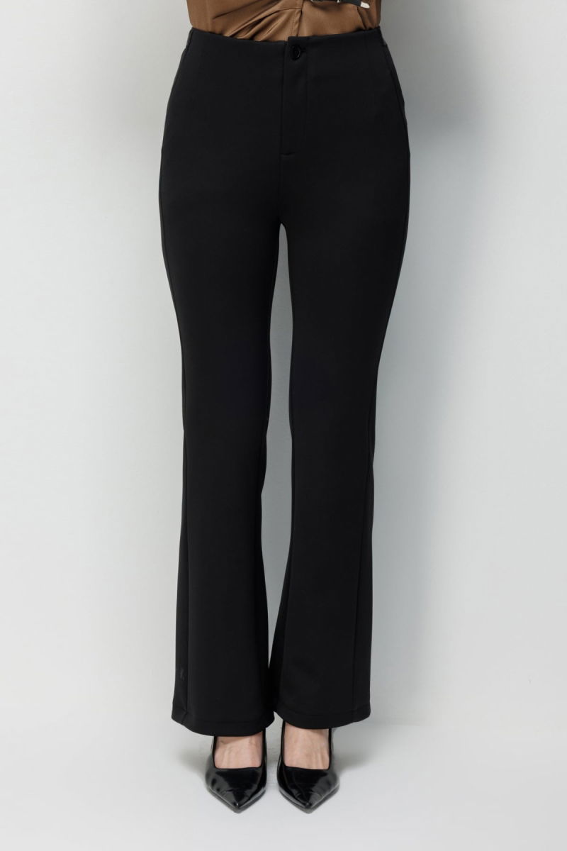 Ekol Kadın İspanyol Paça Beli Lastikli Pantolon 4930 Siyah - 3