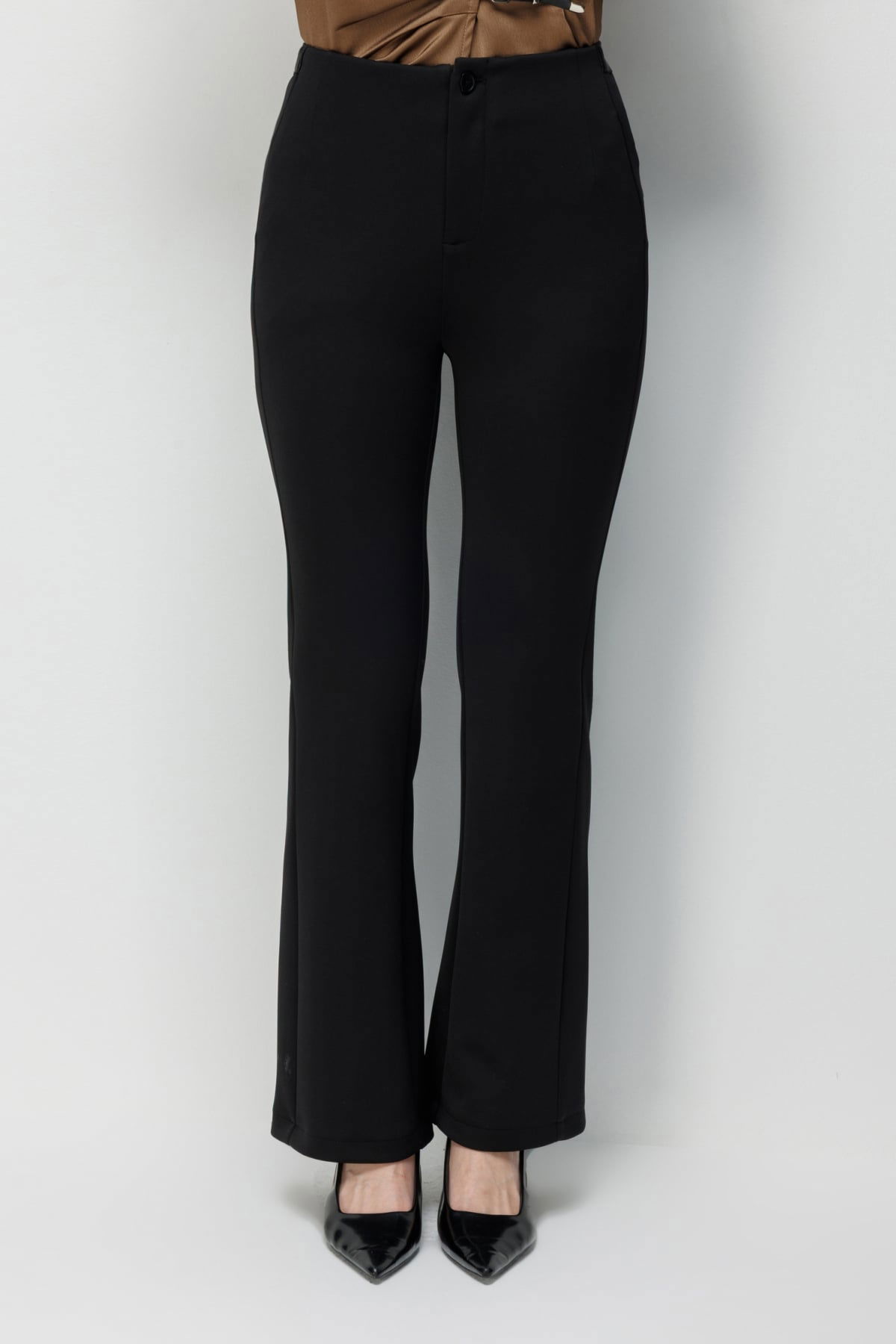 Ekol Kadın İspanyol Paça Beli Lastikli Pantolon 4930 Siyah - 3