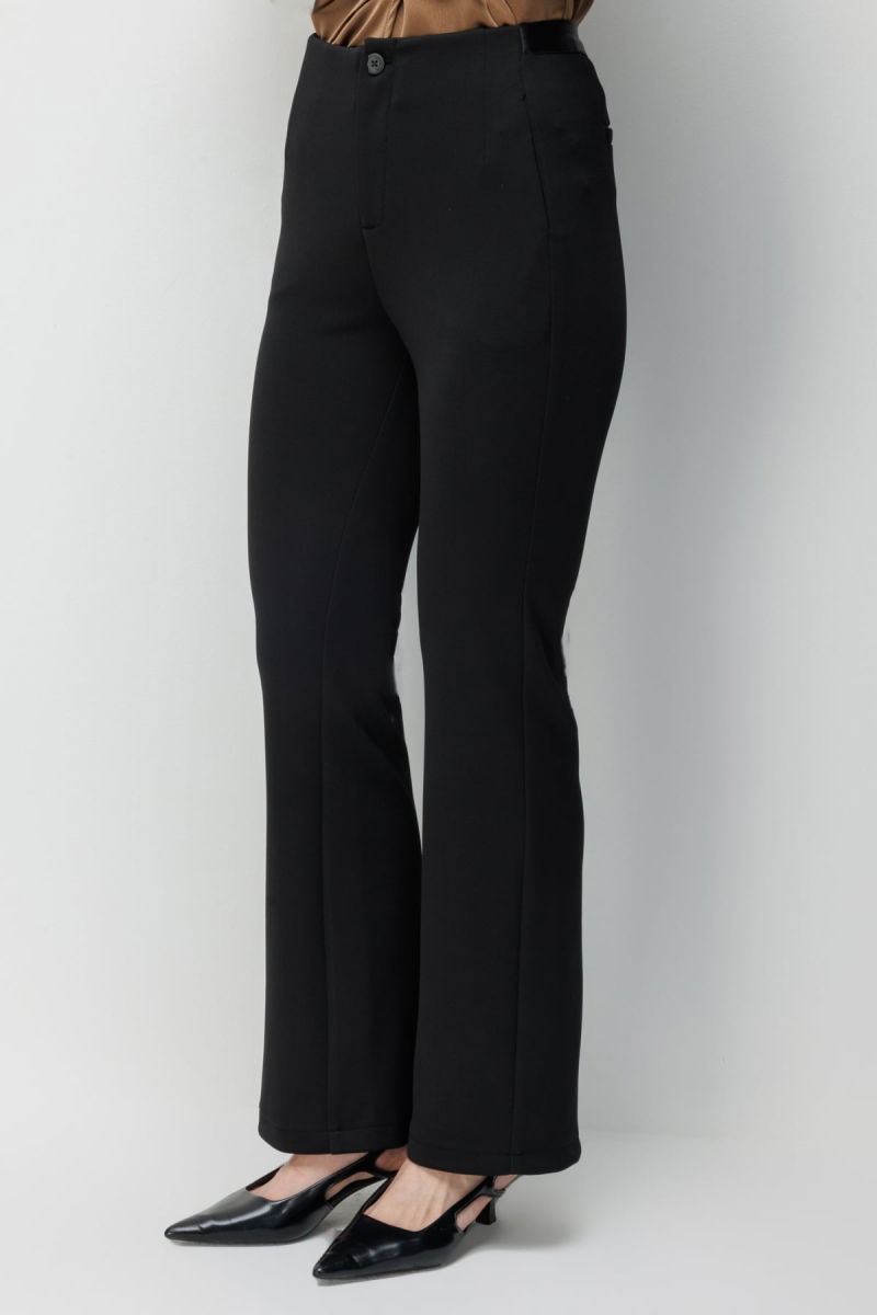 Ekol Kadın İspanyol Paça Beli Lastikli Pantolon 4930 Siyah - 4