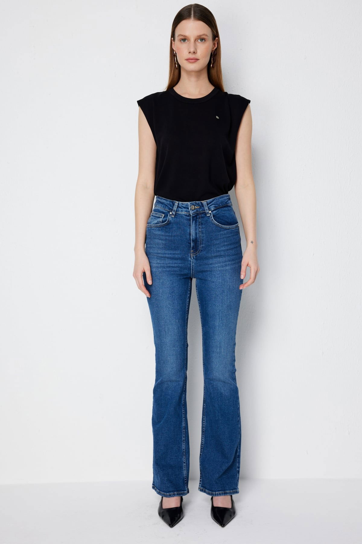 Ekol Kadın İspanyol Paça Beş Cep Kot Pantolon 4150 Blue - 1